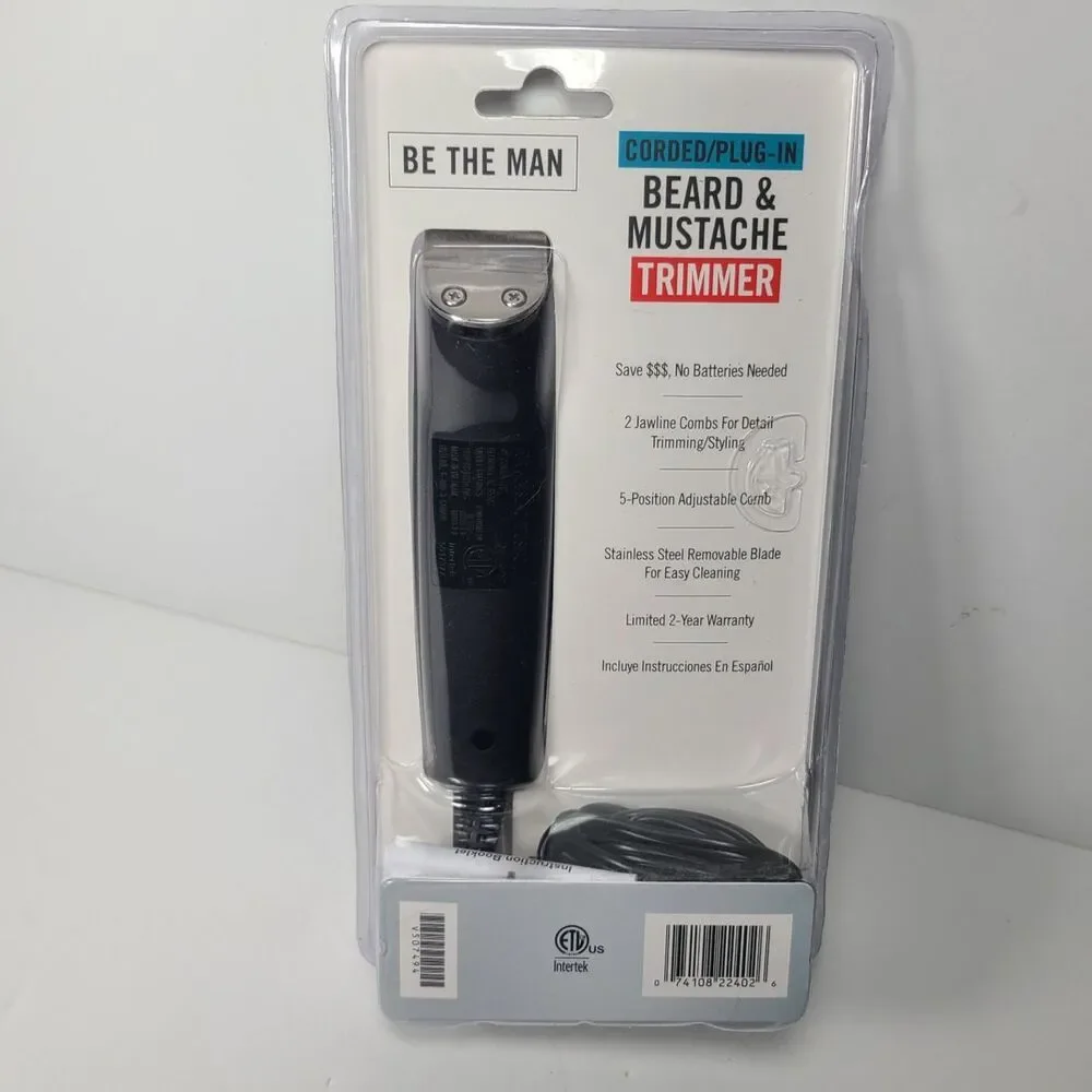 CONAIRMAN Men's Corded Plug-In Beard & Mustache Trimmer with 3 All Purpose Combs